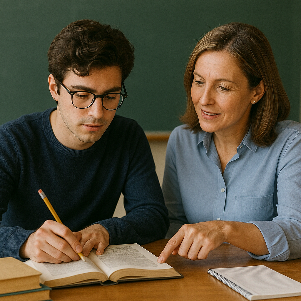 Mentor working with student